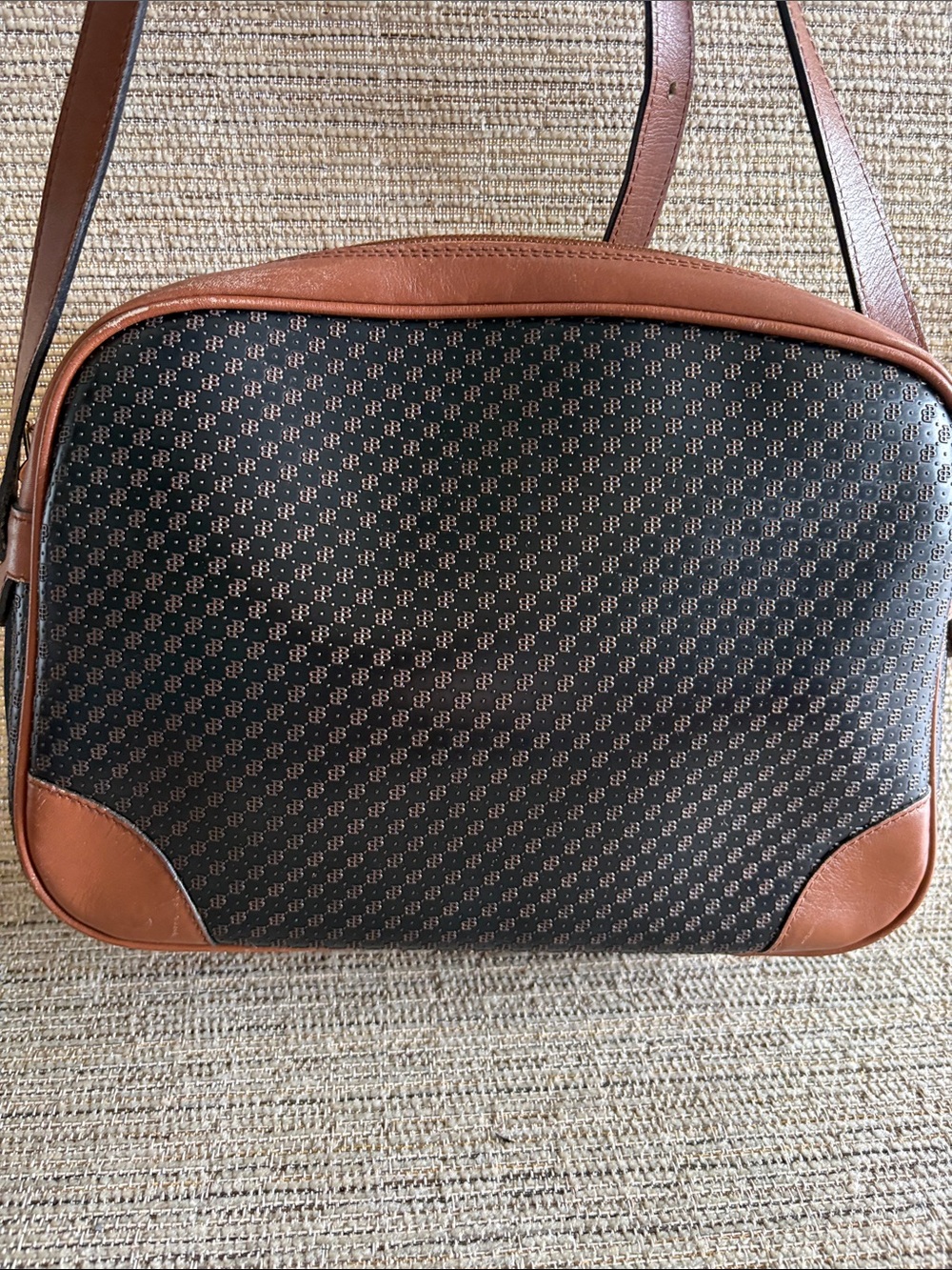 Collector’s Bally VTG Monogram Crossbody Bag Canvas Leather Brown Swiss Luxury - Picture 6 of 17